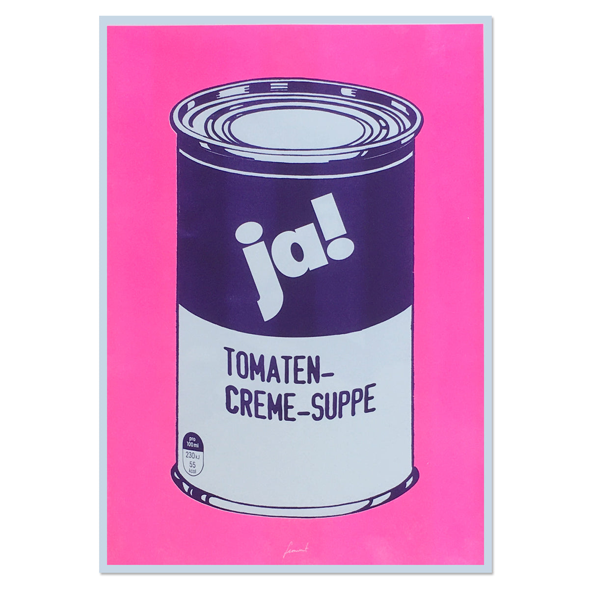 Risographie Tomaten-Creme-Suppe in Pink/Lila